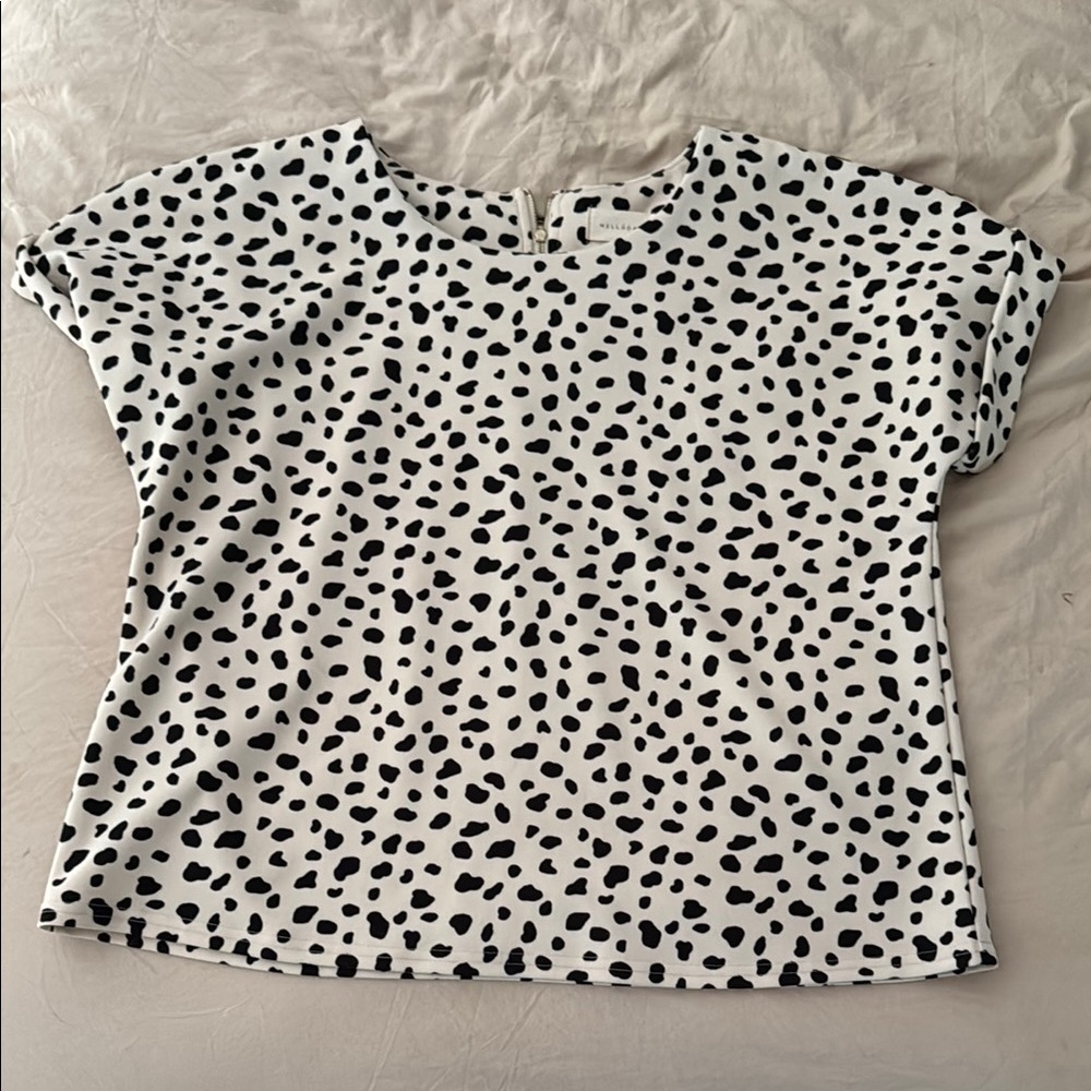 MELLODAY Black and White Spotted Blouse